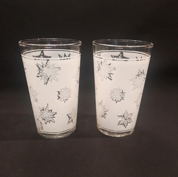 Vintage Federal Atomic Snowflake Frosted 10 oz. Tumblers MCM Barware ~ Set of 4 - Picture 3 of 9